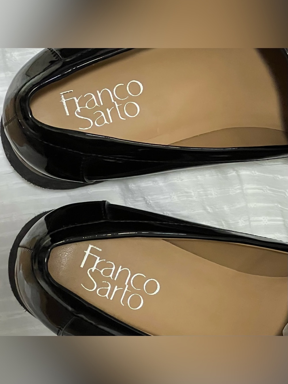 NWOT - FRANCO SARTO TASSEL Black Patent Non-Slip Sole Loafers - Women 7.5W - Picture 7 of 16
